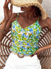 SHEIN LUNE Women's Loose Vacation Butterfly Print Camisole - Multicolor - View 4