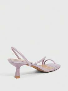 CUCCOO SZL Sandalias de mujer con tiras delgadas, estilo sexy, talón bajo y punta cuadrada, color morado, fáciles de usar, adecuadas para ir al trabajo, citas, fiestas, vacaciones y el Día de San Valentín - Púrpura malva - Ver 5