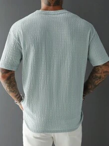 Manfinity Homme 男士纯色圆领短袖休闲T恤纹理衬衫男男士休闲上衣针织T恤男短袖男士夏季装