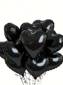 20pcs 18" Foil Heart Shaped Balloons For Wedding, Birthday, Proposal Party Decor,Christmas - Black - View 3