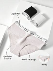 LUVLETTE Plus 3件組內衣外穿風運動棉質基本款高腰內褲 女款內褲套裝 也適合青少年女孩與年輕女性 - 彩色 - 查看 3
