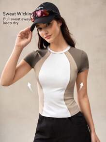 OutZeal 女士户外运动健身服吸汗紧身撞色上衣