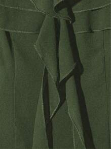 GlowEve Blusa casual da donna con orlo a volant e colore unito - Verde militare - Visualizzare 4