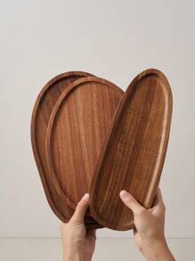 1pc Walnut Tray, Multifunctional Asymmetrical Oval Shape Wooden Tray, Dinner Tray,Necklaces,Ring Dish, Key Bowl,Decorative Plate,Jewelry Trays For Women. For Kitchen, Dining Room, Bedroom, Christmas Gifts - Brown - View 11