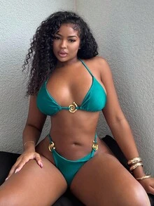 Alexandranx 女士纯色时尚性感比基尼套装夏季