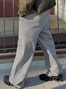 DAZY 男士保暖内衬字母刺绣运动裤，秋冬男士慢跑裤