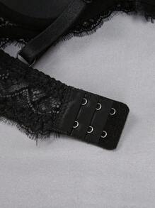 SHEIN 1件蕾丝拼接性感聚拢浪漫无钢圈文胸，适合小胸女性，蕾丝聚拢文胸，半罩杯文胸，内衣文胸 - 彩色 - 查看 4