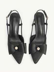 CUCCOO CHICEST Sandalias de tacón alto de satén negro con puntera puntiaguda, decoradas con cristales de Rhinestone y lazo con perlas, de estilo elegante, romántico y gótico, adecuadas para ocasiones formales, fiestas, bodas y vacaciones