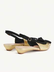 CUCCOO CHICEST 女士尖头蝴蝶结装饰平底鞋，优雅甜美休闲简约时尚舒适仿皮鞋，适合下午茶、约会、派对、职场、万圣节、新年、春节等场合。 - 金色 - 查看 10