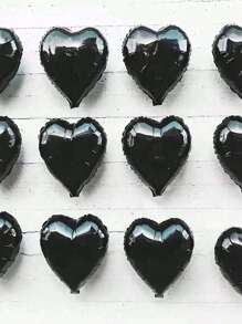 20pcs 18" Foil Heart Shaped Balloons For Wedding, Birthday, Proposal Party Decor,Christmas - Black - View 2