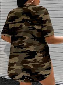 Maweii Plus Size Women's Casual Loose Fit Crew Neck Camouflage Print T-Shirt Top, Summer - Multicolor - View 2