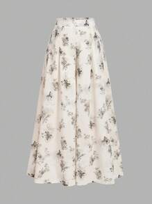 SHEIN MOD Quần ống rộng in hoa phong cách Trung Hoa mới thanh lịch cỡ lớn cho mùa hè - Nhiều màu - Xem 5