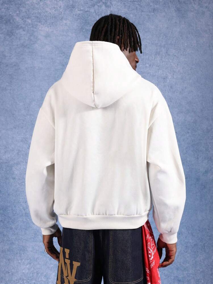 Varsity Style Pullover Hoodie With Graphic Print Design