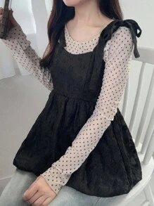 FRIFUL 女士夏季服装打结肩部荷叶边下摆吊带背心，适合音乐会