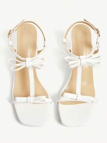 CUCCOO CHICEST Giày cao gót mũi vuông đính đá giả bạc đính nơ trang trí bằng nhựa PVC trong suốt thời trang gợi cảm cho nữ, thích hợp cho mùa hè, kỳ nghỉ, lễ hội âm nhạc, tiệc bar - trắng - Xem 8