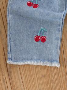 2pcs Baby Girls' Casual Red Long Sleeve Top And Denim Pants Set Cherry Baby Outfit Baby Girl Outfit Toddler Girl Outfit Cherry Jeans Outfit Baby Jeans Set Baby Girl Outfit Set Toddler Girl Clothes Baby Girl Jeans Outfit Baby Girl Clothes Baby Jeans Outfit Red Baby Outfit Fall Winter - Red - View 5