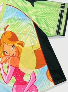 ROMWE MEN Winx Club X ROMWE 男式卡通人物图案V领短袖Polo衫