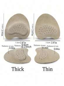 4件（2双）女式凉鞋前掌垫 7.3*7.3厘米高跟鞋防滑护足鞋垫贴 自粘贴鞋内护身 适合旅游、运动、户外 厚薄款可选 - 駝色 - 查看 12