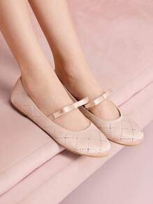 CUCCOO DOLLMOD Women Satin Rhinestone Diamond Decor 1cm Block Heel Flat Slip-On Fashion Loafers, Pink - Baby Pink - View 2