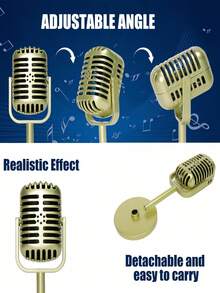 1PC Retro Microphone Plastic Props With Adjustable Angles, Retro Fake Microphone Decorations, Party Supplies, Love Live Performances, Home Bar Ornaments - Multi-color optional - View 7