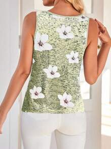 EMERY ROSE Canotta casual da donna con scollo a V e stampa floreale, estiva