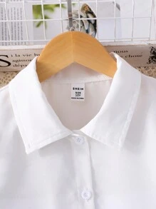 Áo thun họa tiết hoa đô thị thanh lịch dành cho bé gái tuổi mới lớn, phù hợp cho mùa tựu trường - trắng - Xem 5