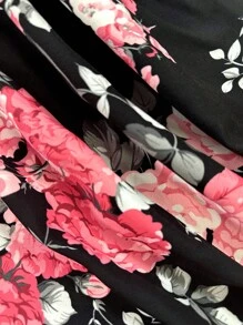 Sweetra Plus Size Button Pocket Covered Collar Short Sleeve Shirt - Multicolor - View 7