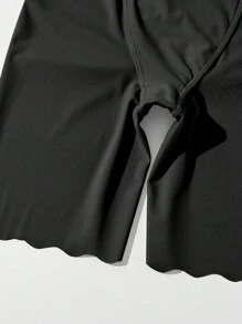 SHEIN 女士高腰贝壳边高弹力塑身裤 - 黑色 - 查看 8