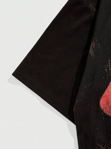 ROMWE MEN Street Life Maglietta a maniche corte con grafica ritratto, stile anni 2000