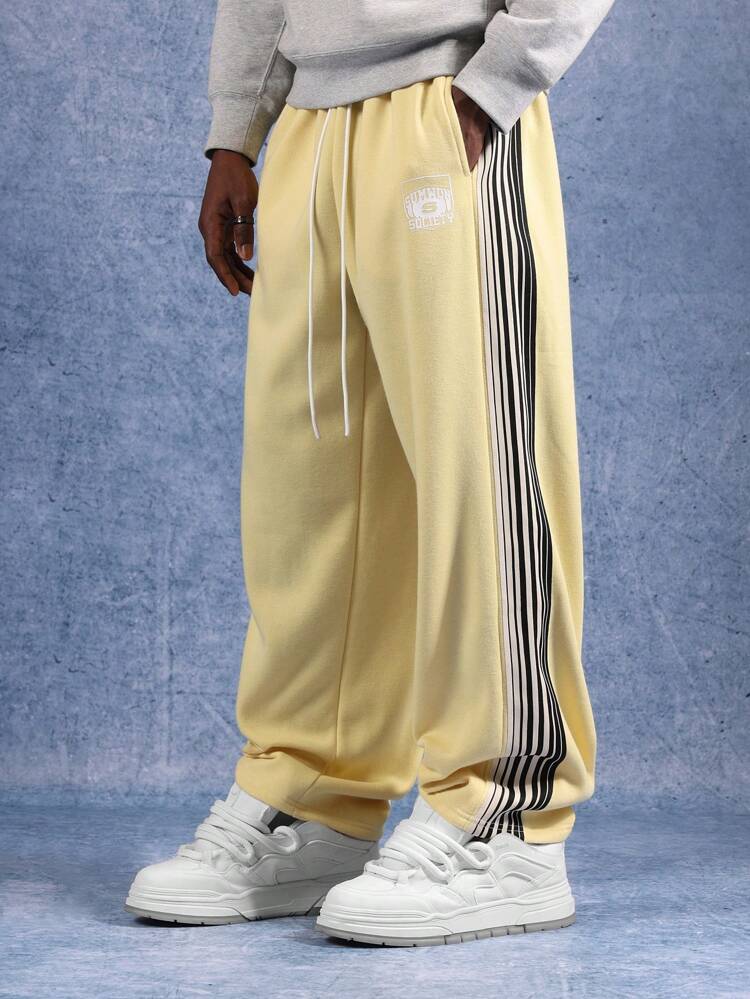 Drop Crotch Sweatpants With Side Stripe Detail