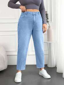 EURMUSE Quần Jeans Mẹ Cỡ Lớn 100% Cotton Giặt Nước - Rửa nhẹ - Xem 5