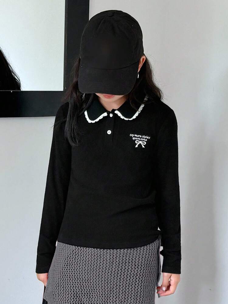 Tween Girls Daily Casual T-Shirt, Autumn Long Sleeve Tops Women