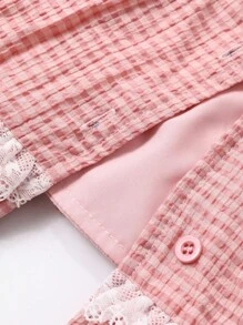 Dazy Kids Young Girl Casual Everyday Plaid Ruffle Front Button Jacket - Pink - View 7