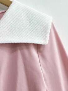 Franclia Women's Elegant Contrast Color Single-Breasted Lapel Long Sleeve T-Shirt Fall Cloth For Women