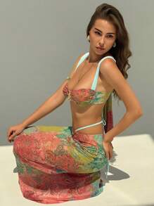 Aloruh Bộ đồ hai mảnh gồm áo croptop và chân váy in hoa dành cho nữ, phong cách nghỉ mát gợi cảm, trang phục mùa hè, quần áo đi biển cho nữ, trang phục du lịch biển, trang phục nghỉ mát cho nữ, phong cách Boho nhiệt đới, quần áo nữ Gyaru, bikini hở lưng in hoa cờ Mỹ, đồ bơi ngày Quốc khánh 4 tháng 7, bộ đồ bơi họa tiết hoa điều tương phản hoang dã, gợi cảm và quyến rũ. - màu xanh lá - Xem 5