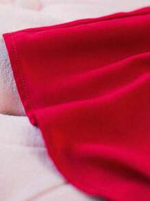 Franclia 无袖荷叶边休闲宽松衬衫，优雅女士红色夏季上衣 - 紅色 - 查看 3