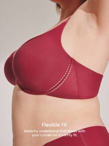 LUVLETTE Plus 圣诞新年梦幻曲线空气红色光滑全包覆基础款显瘦文胸 SizeFreedom