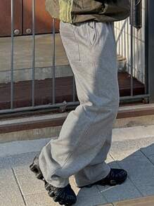 DAZY 男士保暖内衬字母刺绣运动裤，秋冬男士慢跑裤