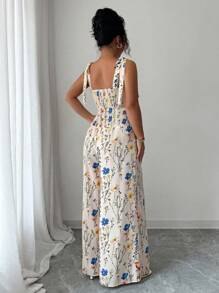 Elenzga 大码女式细肩带露背设计 + 腰部抽绳阔腿裤 2 件套 - 杏色 - 查看 2