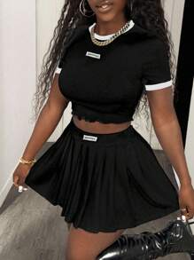 BamGleam Women Two Pieces Outfits For Daily Wear - Black and White - View 6