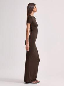 MUSERA Bodycon Maxi Seamless T-Shirt Dress Basic Soft Summer Dress For Women Holiday Ibiza Elegant Spring Vacation - Brown - View 2