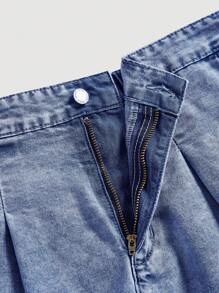 SHEIN MOD Shorts vaqueros azules holgados y de talle alto para tallas grandes