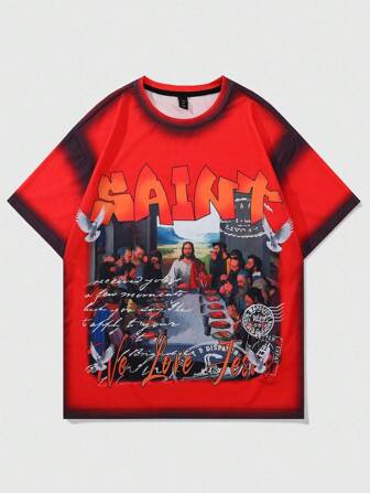 Goth T-shirt à manches courtes col rond avec imprimé graphique pour hommes, été