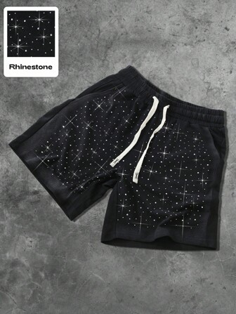 Street Life Pantaloncini casual unisex con design a cavallo dipinto a spruzzo con strass