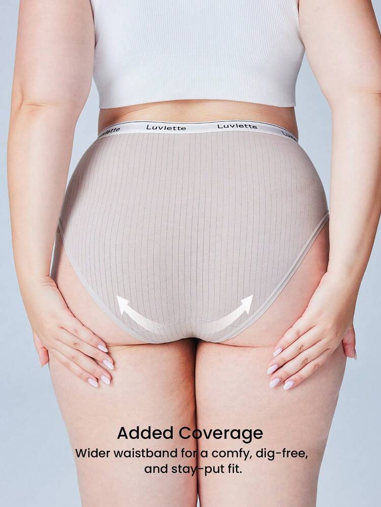 Plus 3-Pack Cotton High Waist Briefs LingerieAsOuterwear Panties Set