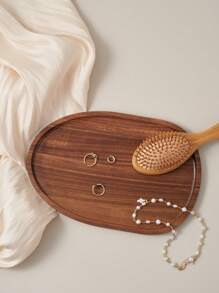 1pc Walnut Tray, Multifunctional Asymmetrical Oval Shape Wooden Tray, Dinner Tray,Necklaces,Ring Dish, Key Bowl,Decorative Plate,Jewelry Trays For Women. For Kitchen, Dining Room, Bedroom, Christmas Gifts - Brown - View 8