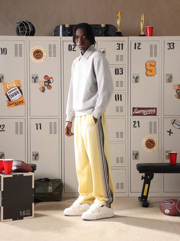 Drop Crotch Sweatpants With Side Stripe Detail