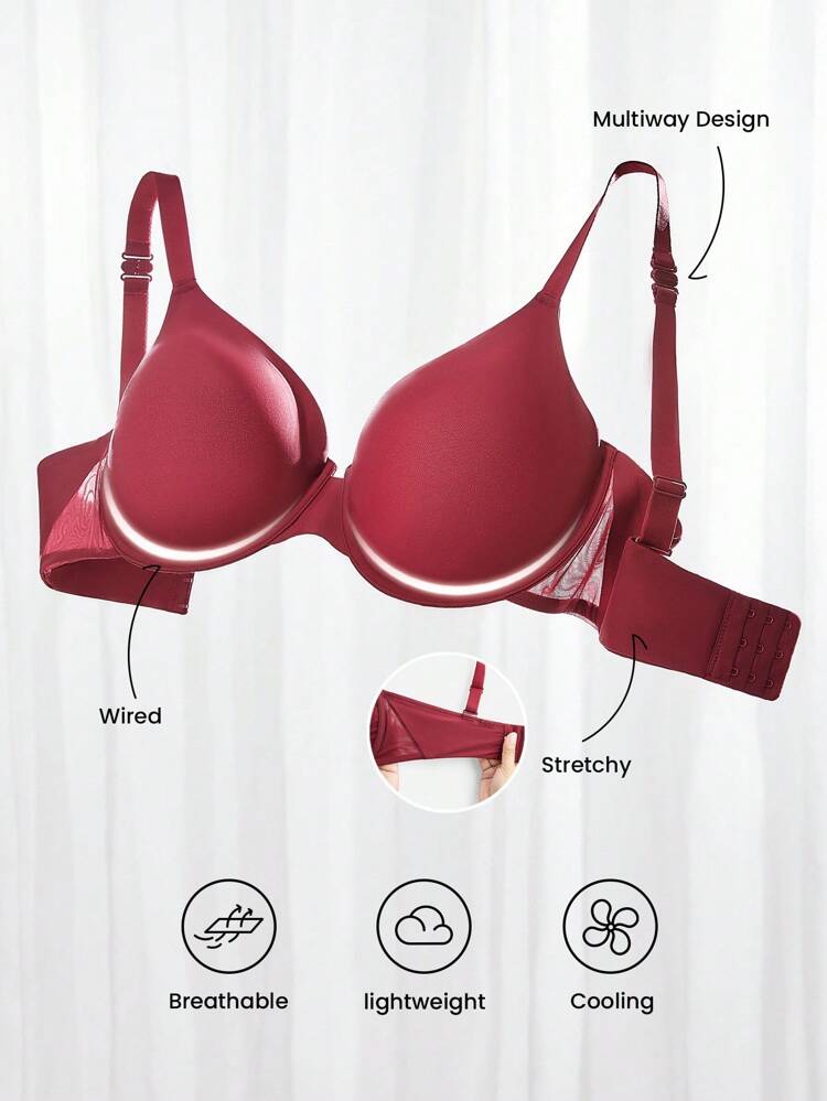 Plus Christmas & New Years Dream Curve Air Burgundy Smooth Full Coverage Basic Minimizer SizeFreedom Bra