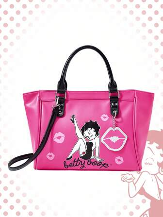 Betty Boop | ROMWE Borsa da donna con grafica a figura cartoni animati rosa, borsa a tracolla per fitness e pendolarismo, borsa da viaggio in morbida pelle con occhielli, borsa Bombshell
