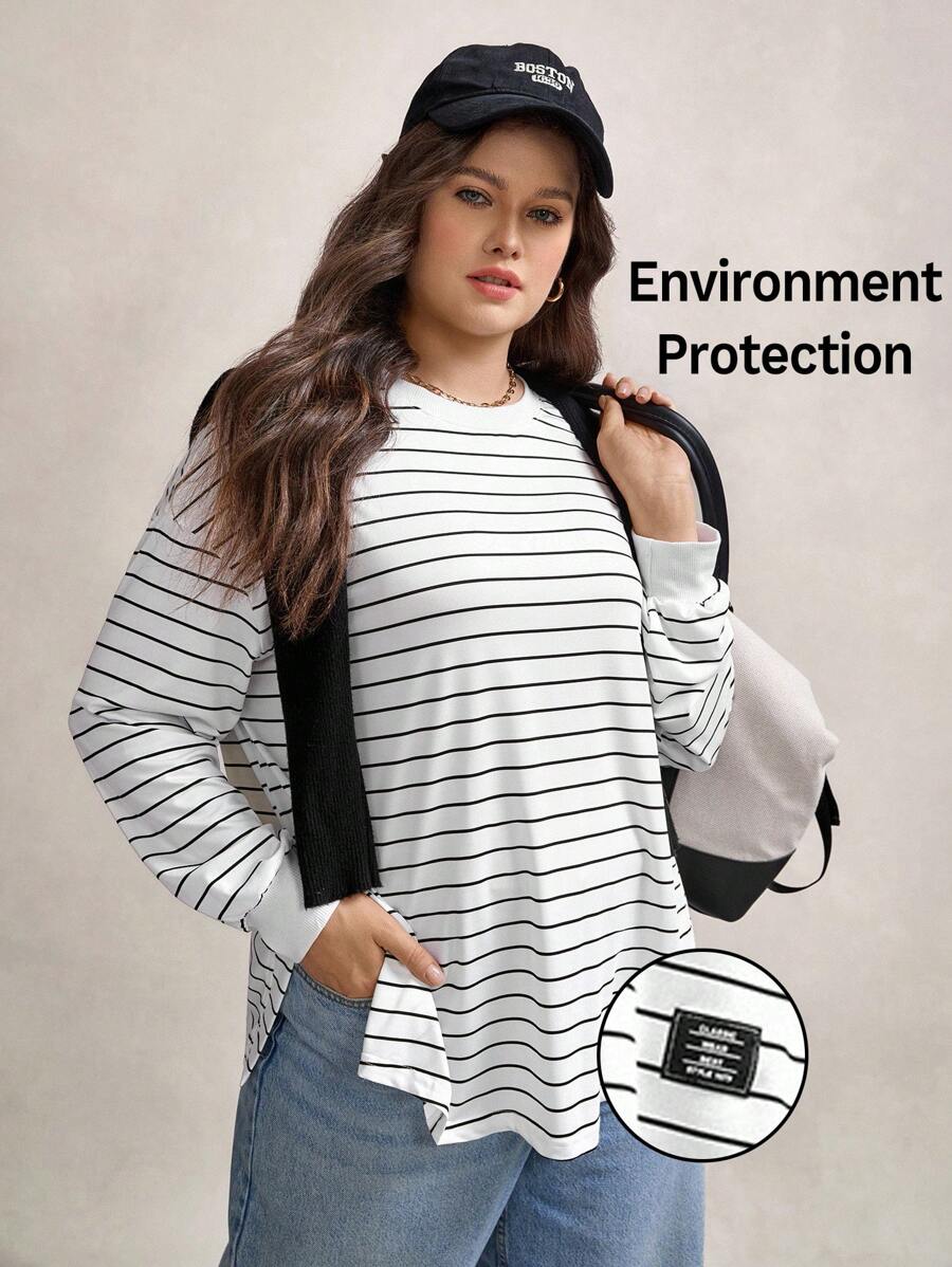 Zelara Plus Size Casual Round Neck Long Sleeve Leopard Print Loose Comfortable T-Shirt For Autumn & Winter Graphic Tees Women Tops For Going Out Streetwear Cute Tops Women Going Out Outfits Office Streetwear Women Kawaii Back To School Fall Women Clothes Winter Outfit For Women Autumn Clothes Back To School Business Casual Woman Streetwear